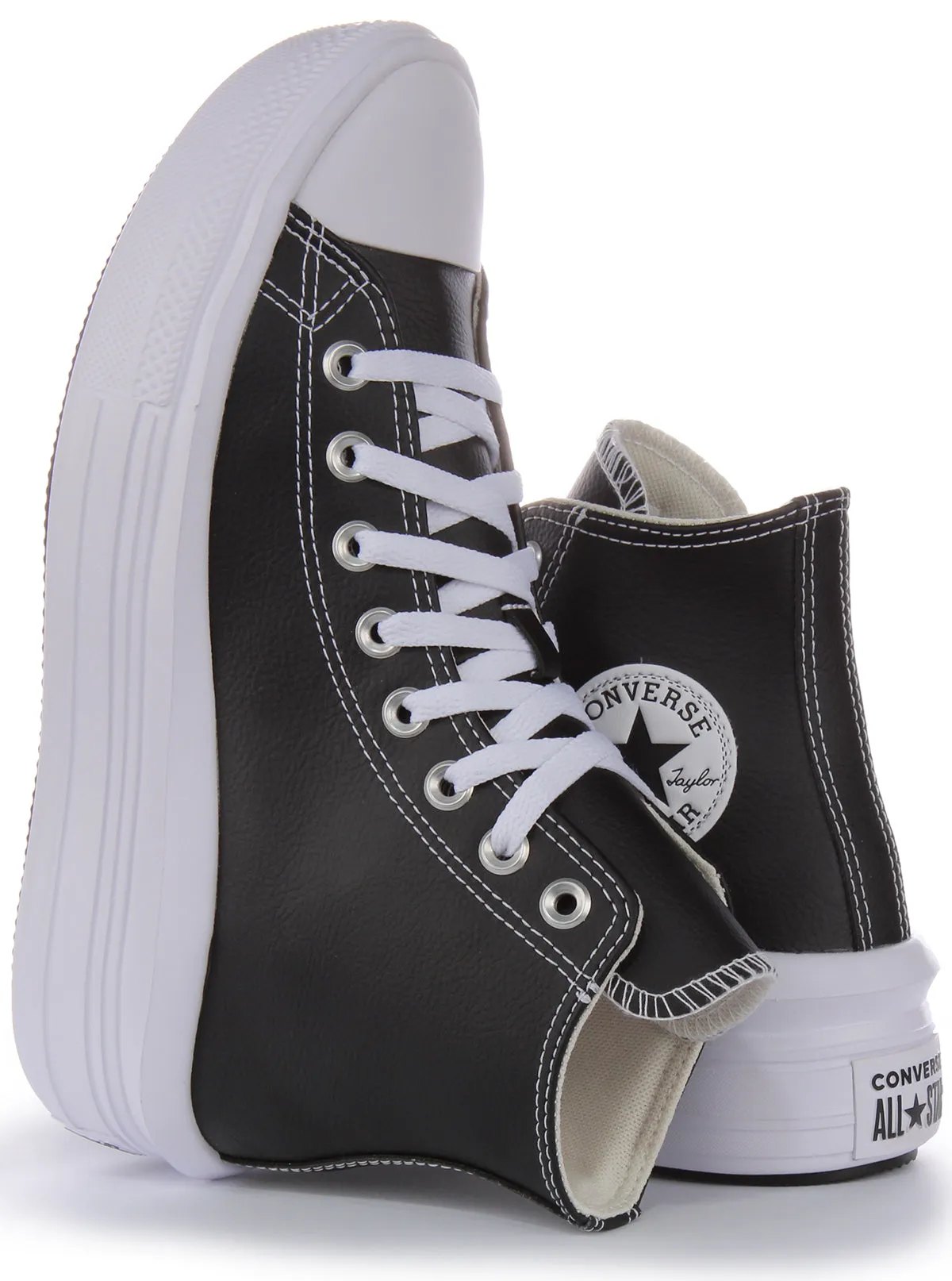 Converse CT AS Move Platform Zapatillas Altas de Cuero para Mujeres en Negro y Blanco