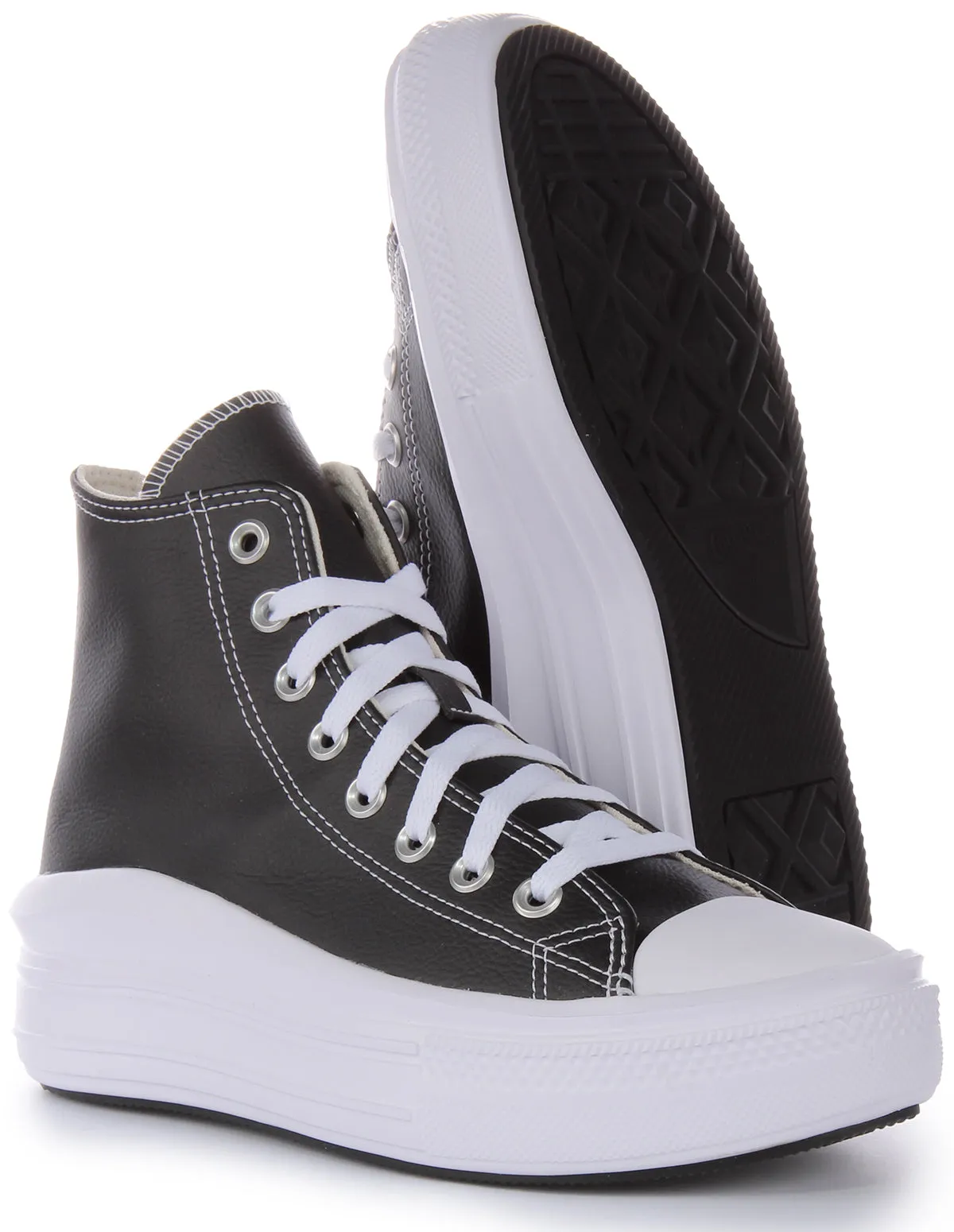 Converse CT AS Move Platform Zapatillas Altas de Cuero para Mujeres en Negro y Blanco