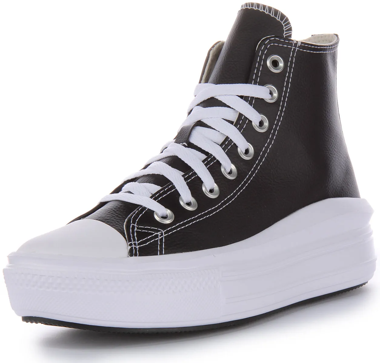 Converse CT AS Move Platform Zapatillas Altas de Cuero para Mujeres en Negro y Blanco