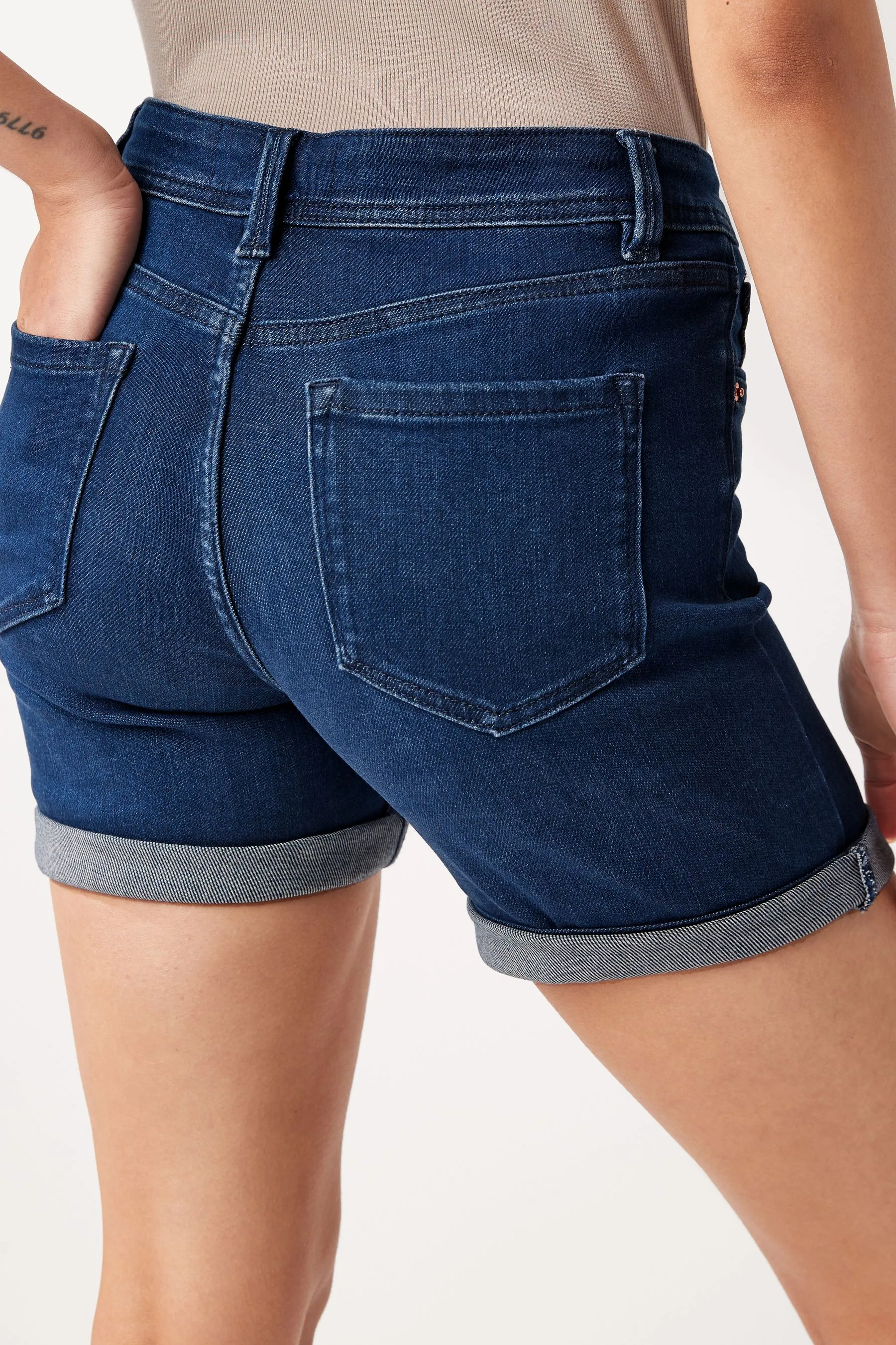 DENIM AZUL TINTA  PANTALONES VAQUEROS CORTOS ESTILO BOYFRIEND