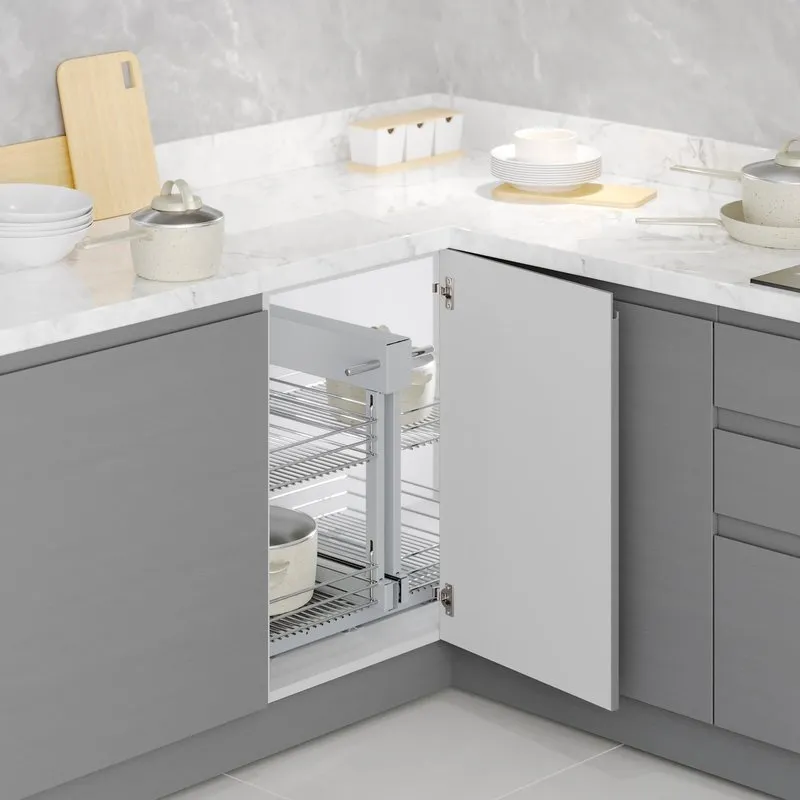 Emuca Rinconero articulado Suprastar para mueble de cocina, Derecha, Cromado, Acero, 1 ud.