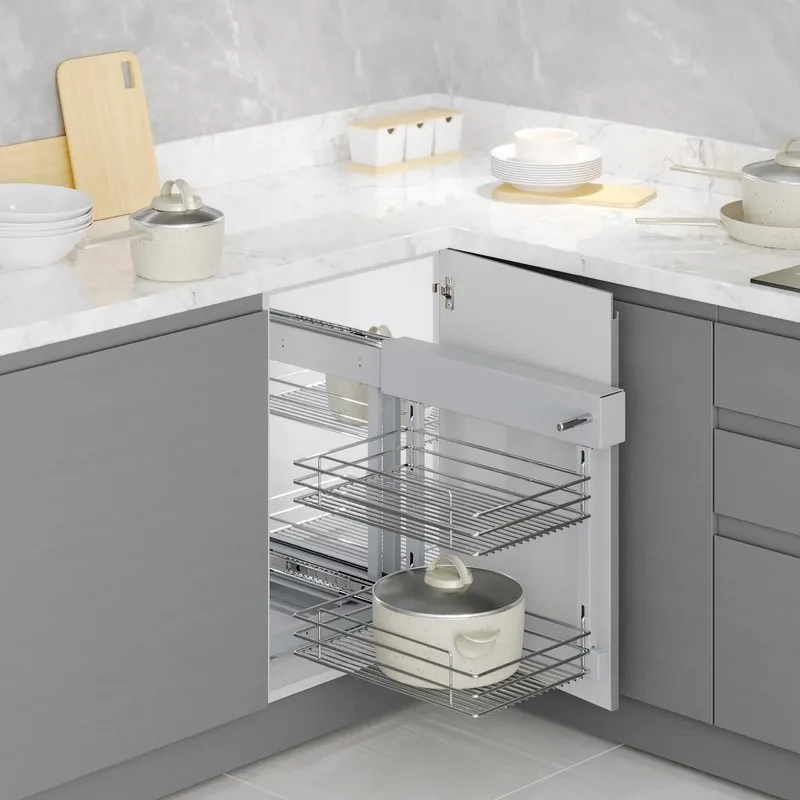 Emuca Rinconero articulado Suprastar para mueble de cocina, Derecha, Cromado, Acero, 1 ud.