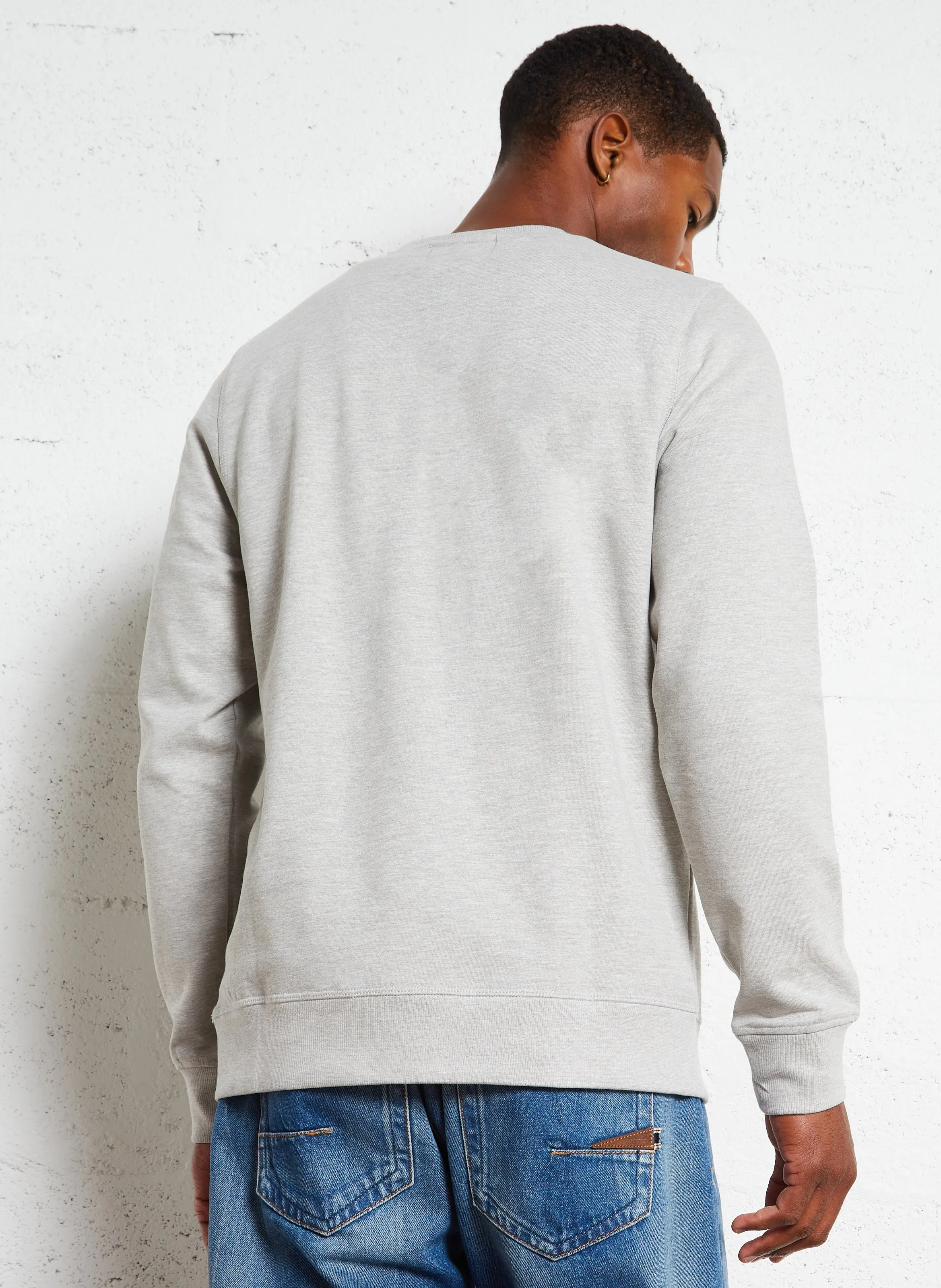 ETOL  SUDADERA RECTA CON CUELLO REDONDO BORDADO EN MEZCLA DE ALGODóN EN GRIS