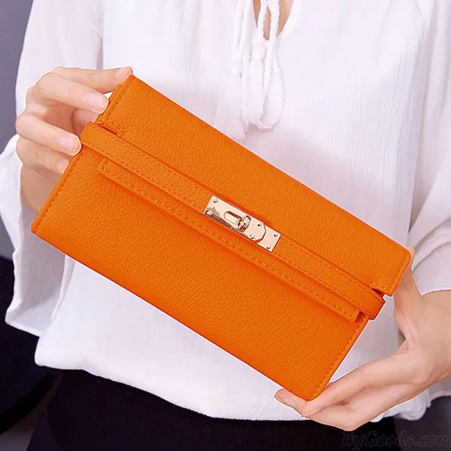 FASHION LITCHI PATTERN LADIES CLUTCH BAG MULTICARD PURSE LONG WALLET