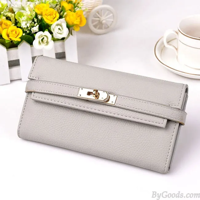 FASHION LITCHI PATTERN LADIES CLUTCH BAG MULTICARD PURSE LONG WALLET