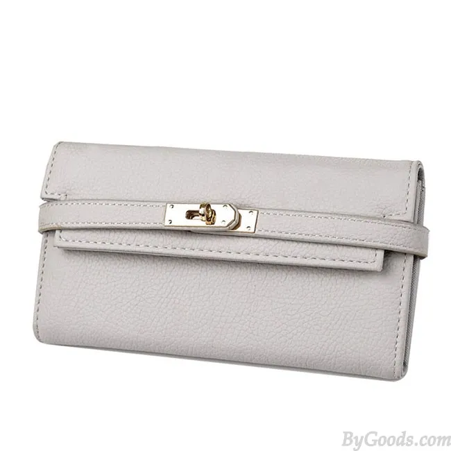 FASHION LITCHI PATTERN LADIES CLUTCH BAG MULTICARD PURSE LONG WALLET