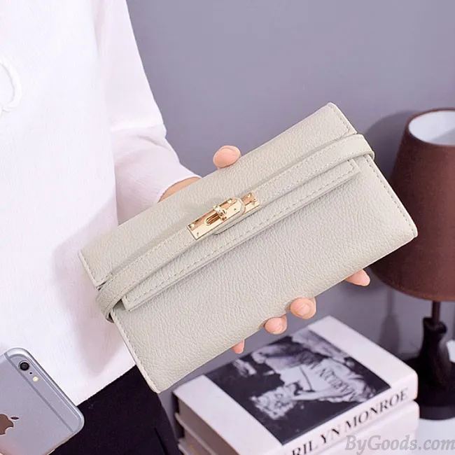 FASHION LITCHI PATTERN LADIES CLUTCH BAG MULTICARD PURSE LONG WALLET