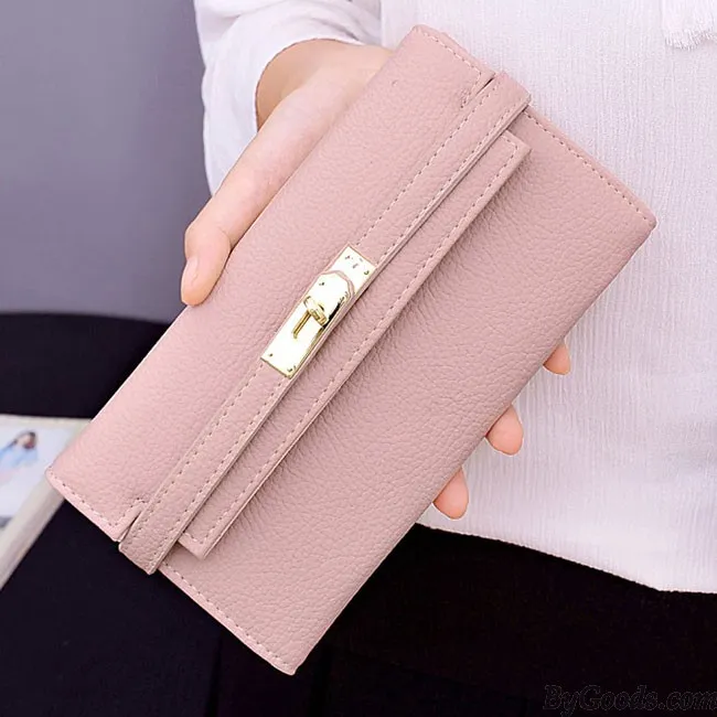 FASHION LITCHI PATTERN LADIES CLUTCH BAG MULTICARD PURSE LONG WALLET