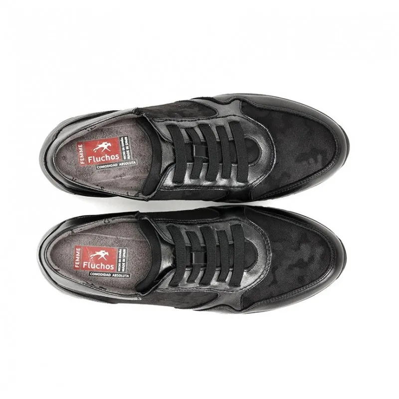 FLUCHOS Meryl F1623 Negro Deportiva elásticos mujer