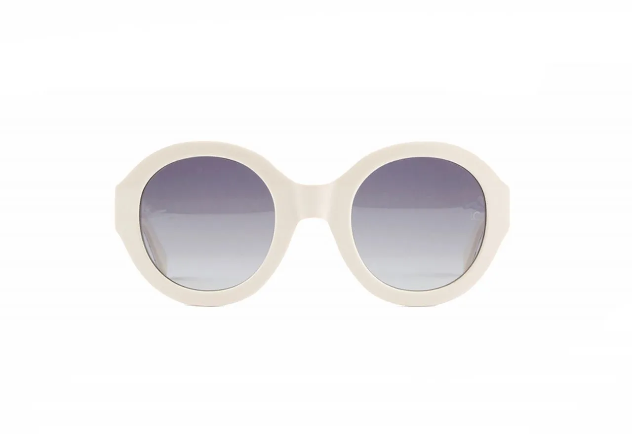 Gafas De Sol Beige Redondas Patillas Dibujo Logotipadas