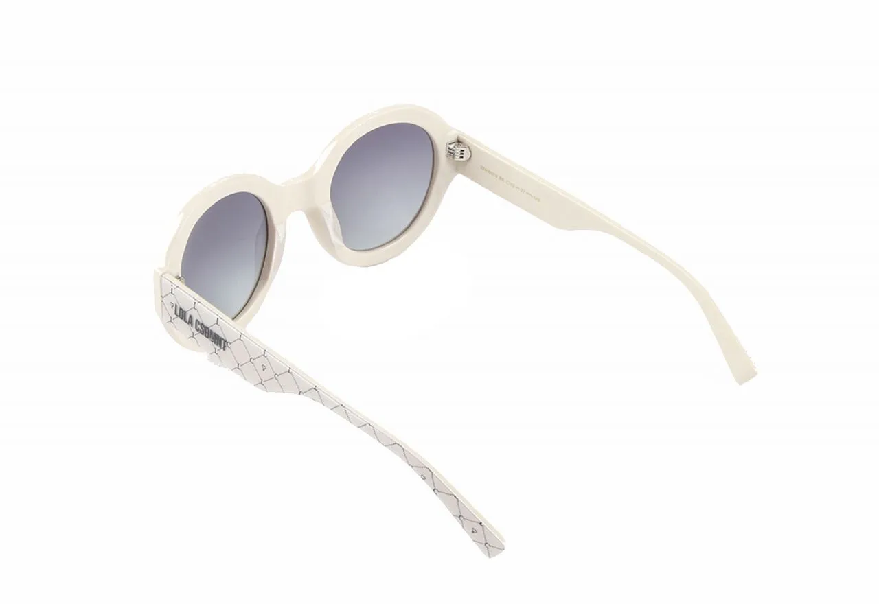 Gafas De Sol Beige Redondas Patillas Dibujo Logotipadas