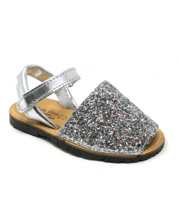 IBICENCAMENORQUINA NIÑA PIEL GLITTER VELCRO 551