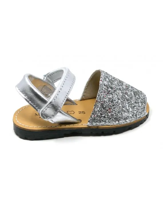 IBICENCAMENORQUINA NIÑA PIEL GLITTER VELCRO 551