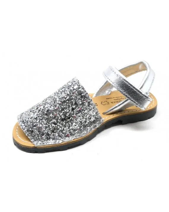 IBICENCAMENORQUINA NIÑA PIEL GLITTER VELCRO 551
