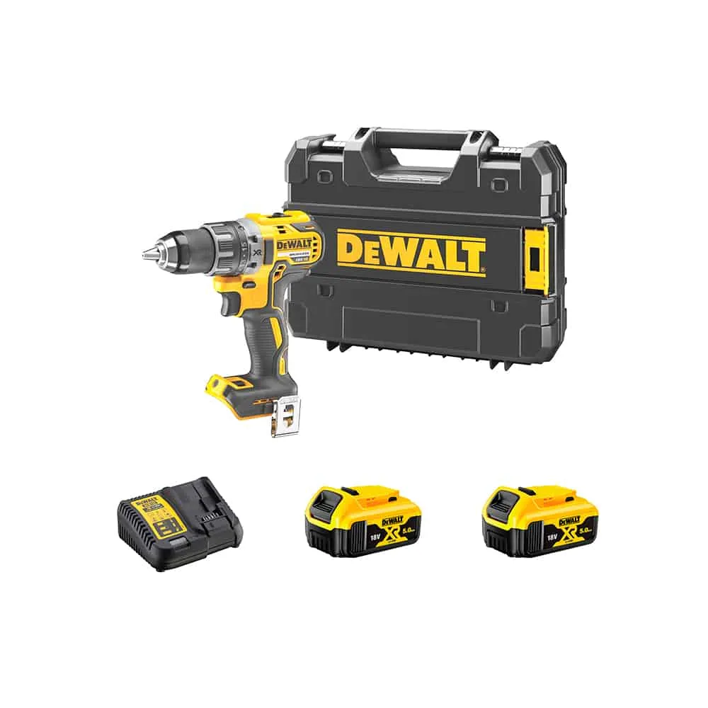 Kit de Taladro atornillador compacto + 2 Baterías 5,0Ah + Cargador + Maletín TSTAK II Dewalt DCD791P2K