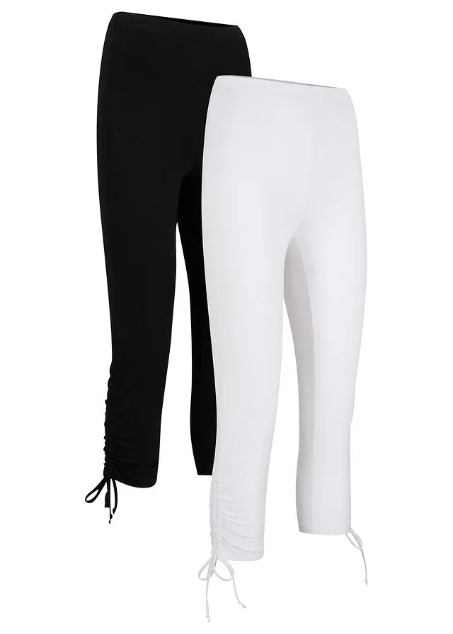 LEGGINGS CAPRI CON FRUNCIDOS (2 UNIDADES) BLANCONEGRO