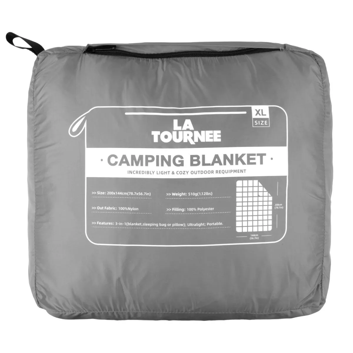 Manta Multifuncional Outdoor La Tournee Puffy Blanket Gris