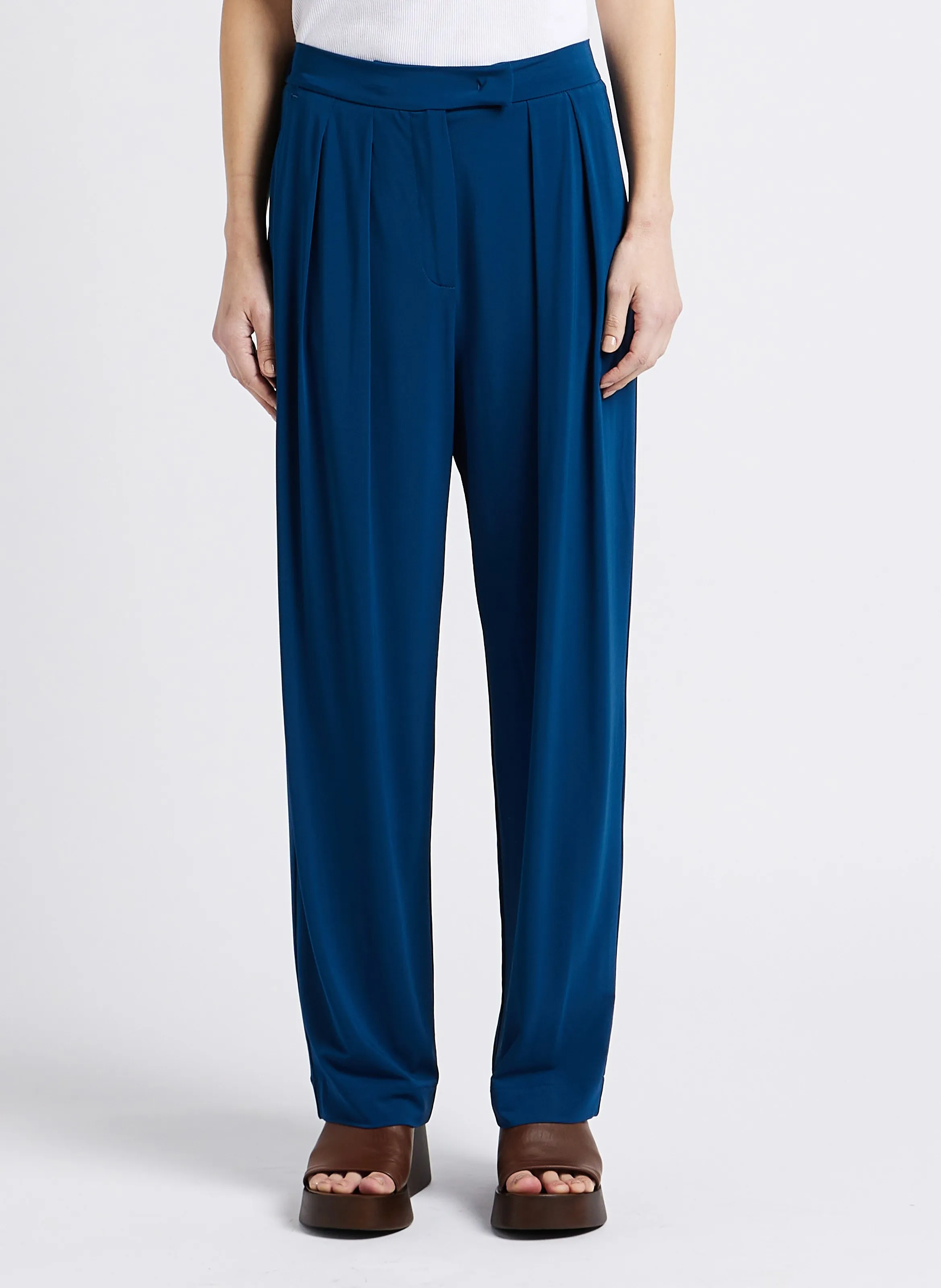 MAX MARA LEISURE GIOCHI  PANTALóN RECTO VAPOROSO EN AZUL
