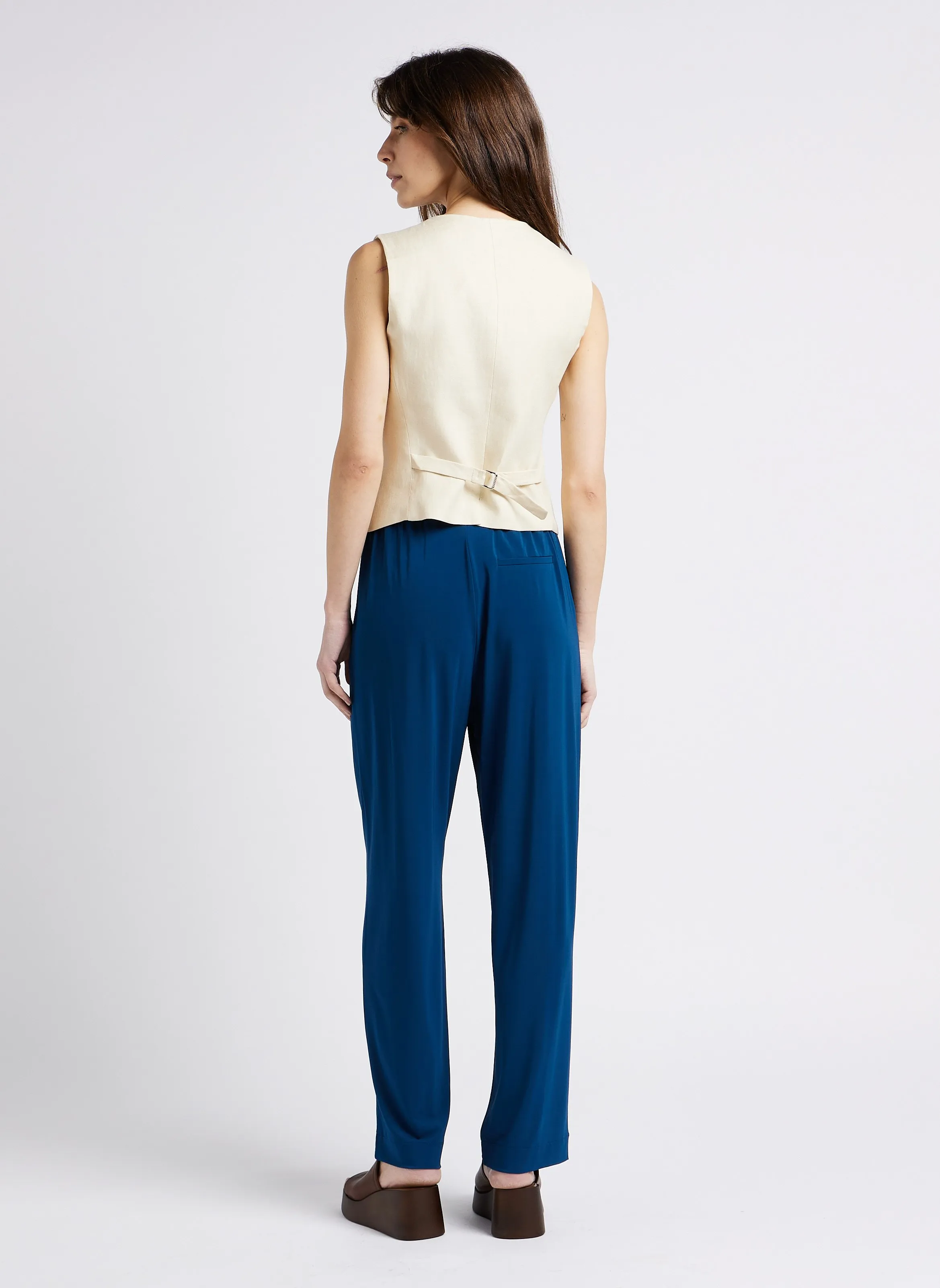 MAX MARA LEISURE GIOCHI  PANTALóN RECTO VAPOROSO EN AZUL