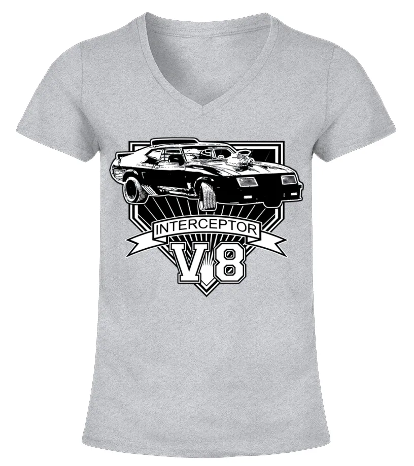 MDMX1009GR. MAD MAX V8 INTERCEPTOR 2 CAMISETA CUELLO PICO MUJER