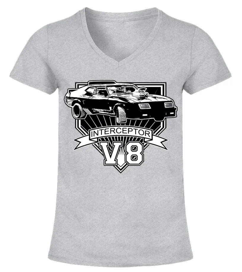 MDMX1009GR. MAD MAX V8 INTERCEPTOR 2 CAMISETA CUELLO PICO MUJER