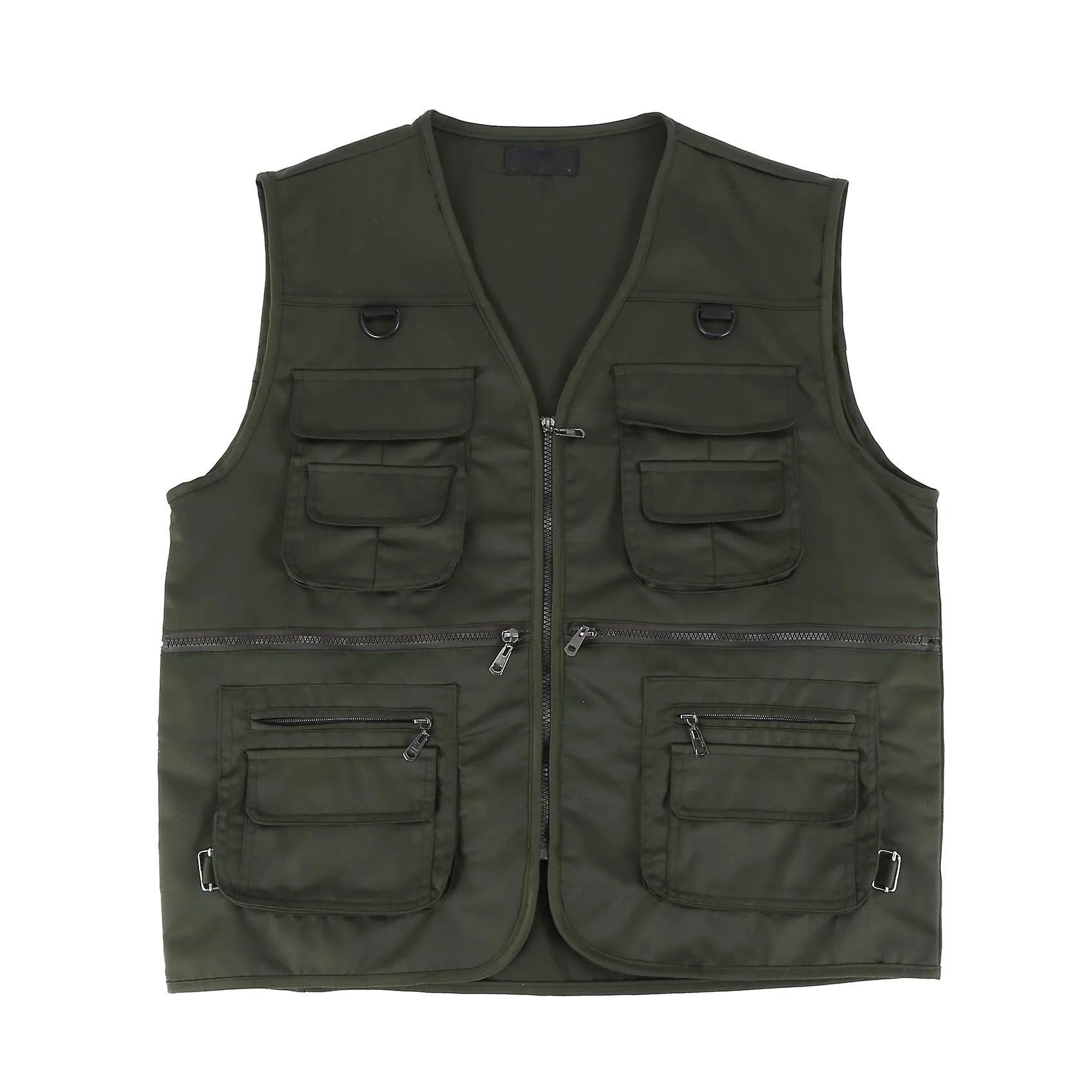 MEN'S FISHING VEST WITH MULTIPOCKET ZIP FOR PHOTOGRAPHY / HUNTING / TRAVEL OUTDOOR SPORT  GREEN