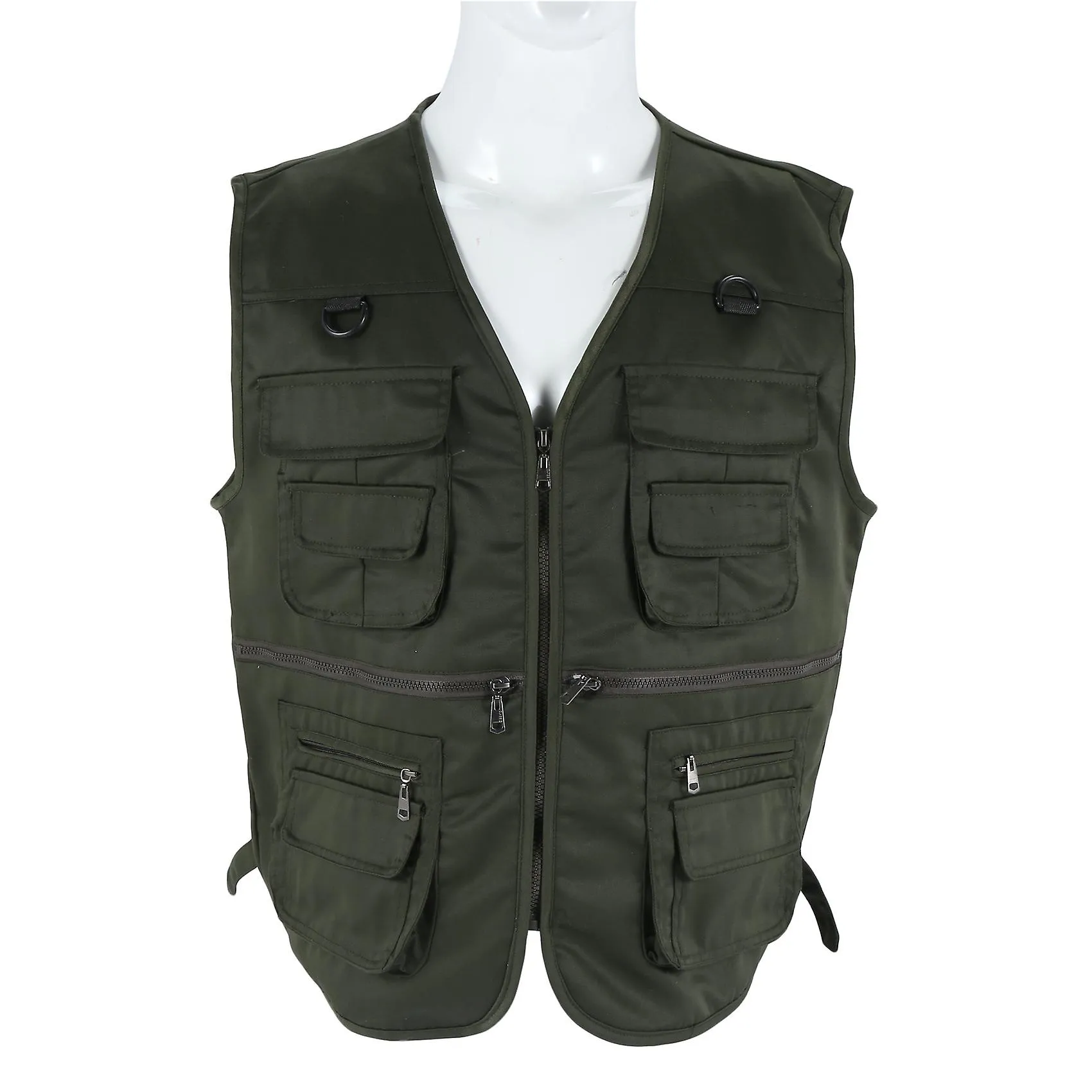 MEN'S FISHING VEST WITH MULTIPOCKET ZIP FOR PHOTOGRAPHY / HUNTING / TRAVEL OUTDOOR SPORT  GREEN