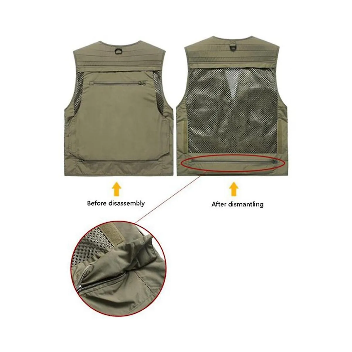 Men's Multifunctional Fishing Vest Mesh Loose Jacket Outdoor Multi Pocket Photography Fisherman Ves