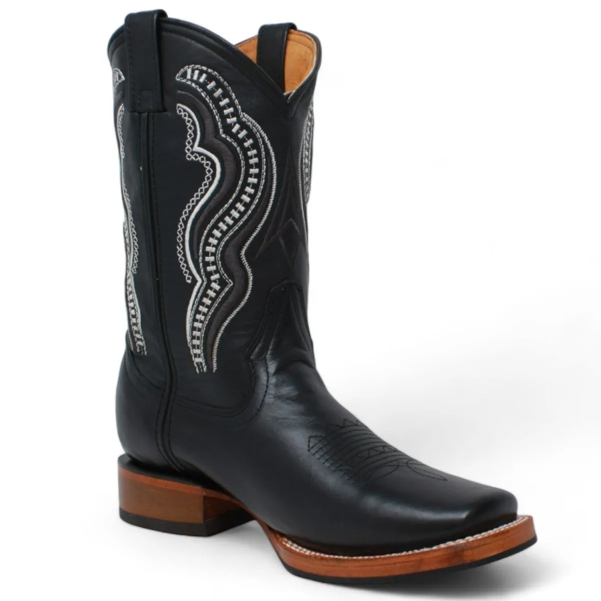 Men's Black Floater Square Toe Boots