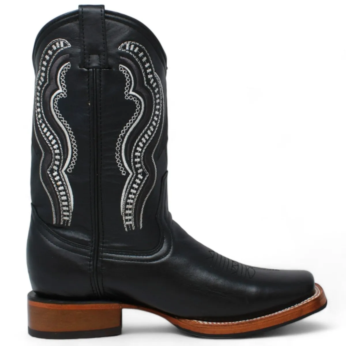 Men's Black Floater Square Toe Boots