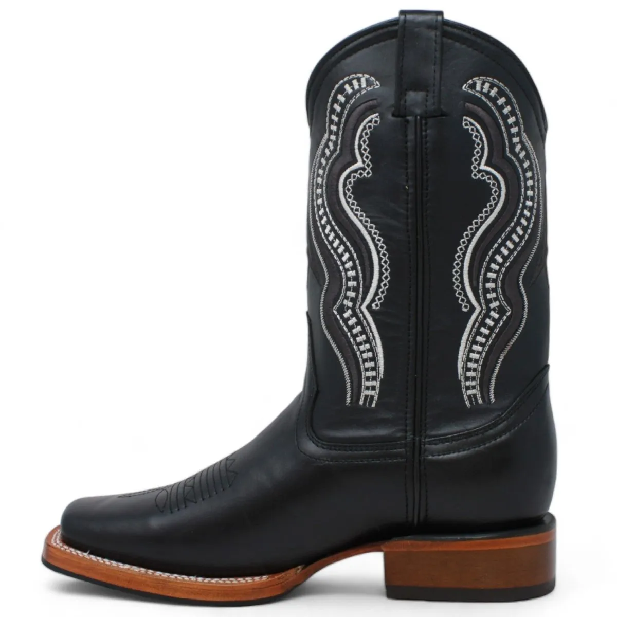 Men's Black Floater Square Toe Boots