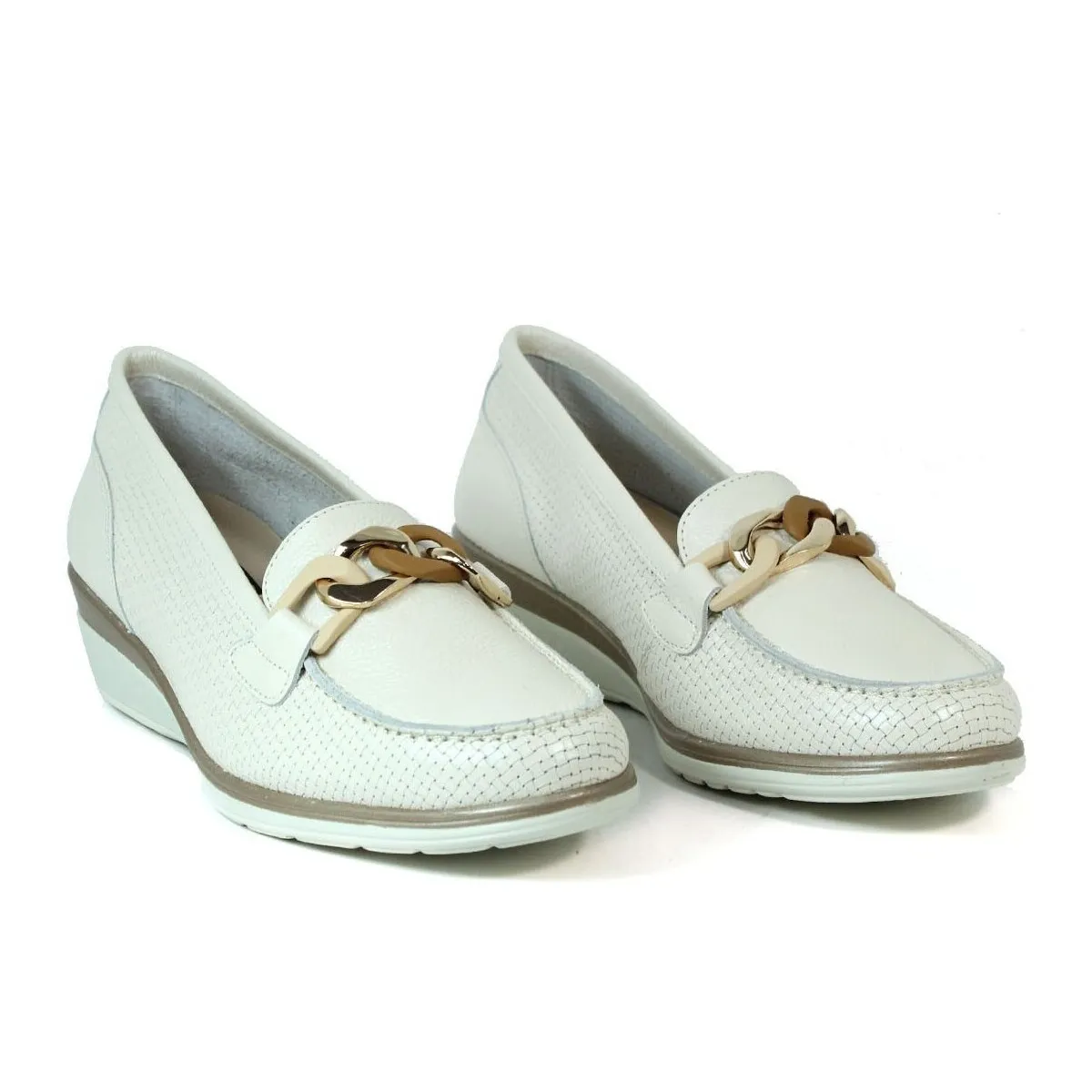 MOCASINES DE PIEL PARA MUJER 24HRS 25967 BEIGE