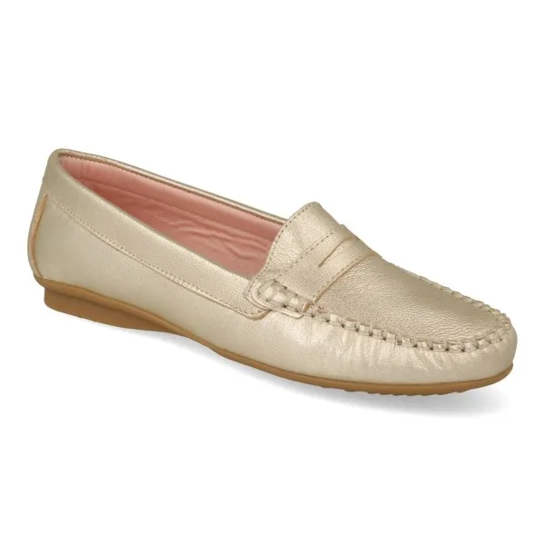 MOCASINES DORADOS MUJER MOD. SELMA PLATINO
