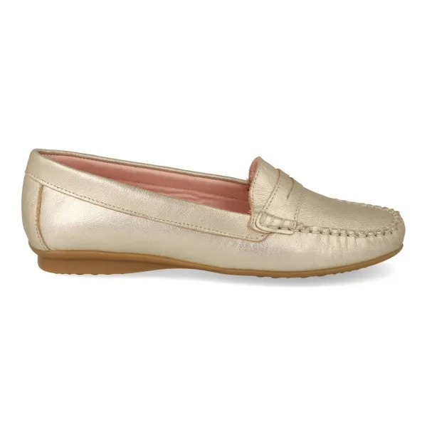 MOCASINES DORADOS MUJER MOD. SELMA PLATINO