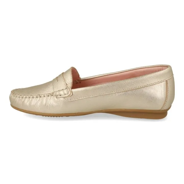 MOCASINES DORADOS MUJER MOD. SELMA PLATINO