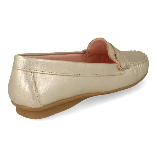 MOCASINES DORADOS MUJER MOD. SELMA PLATINO