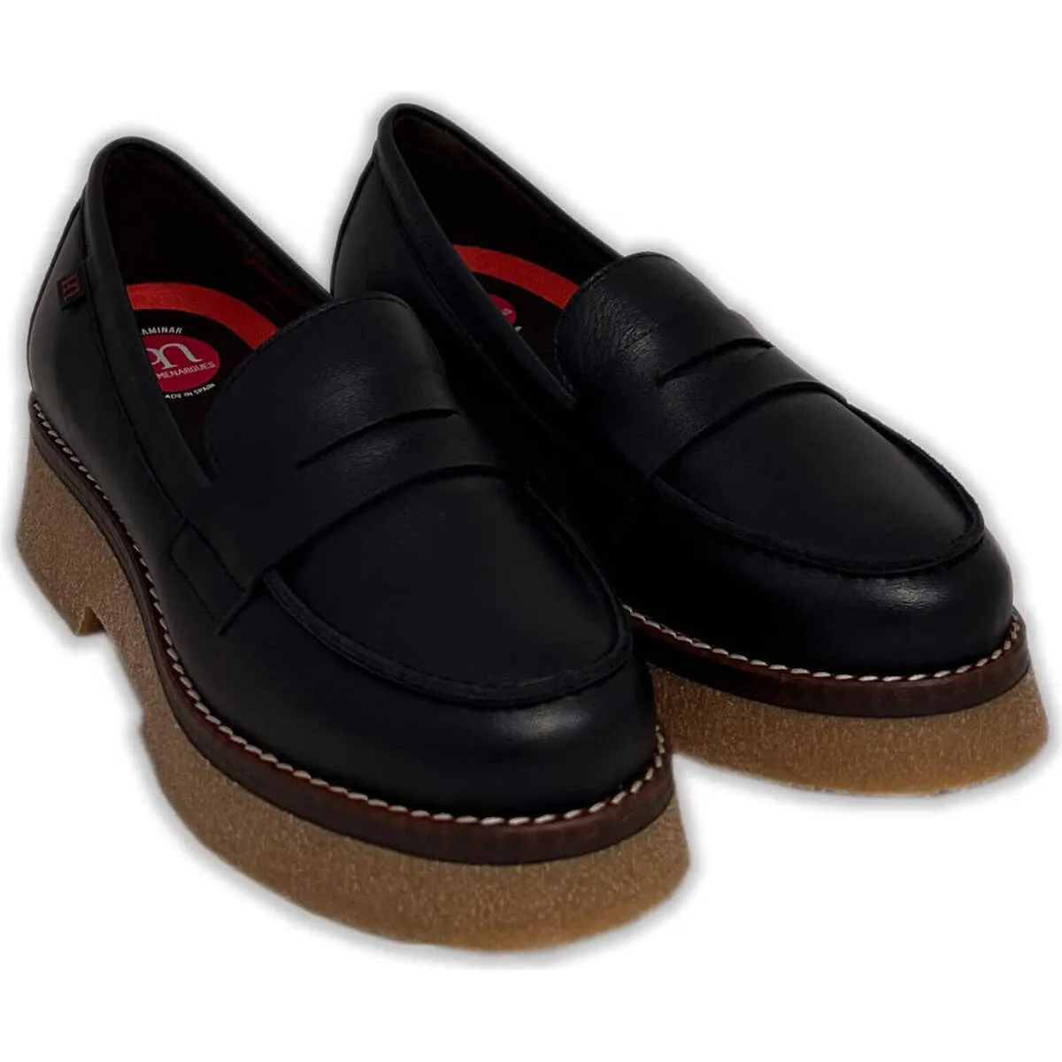 mujer mocasines planos 21101 vacuno negro