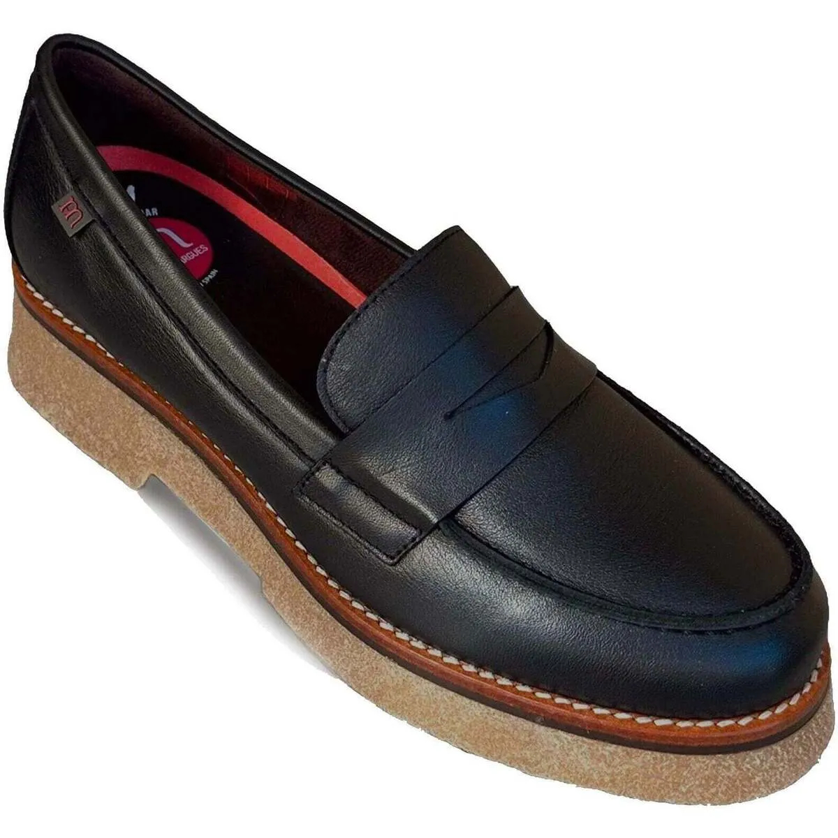 mujer mocasines planos 21101 vacuno negro