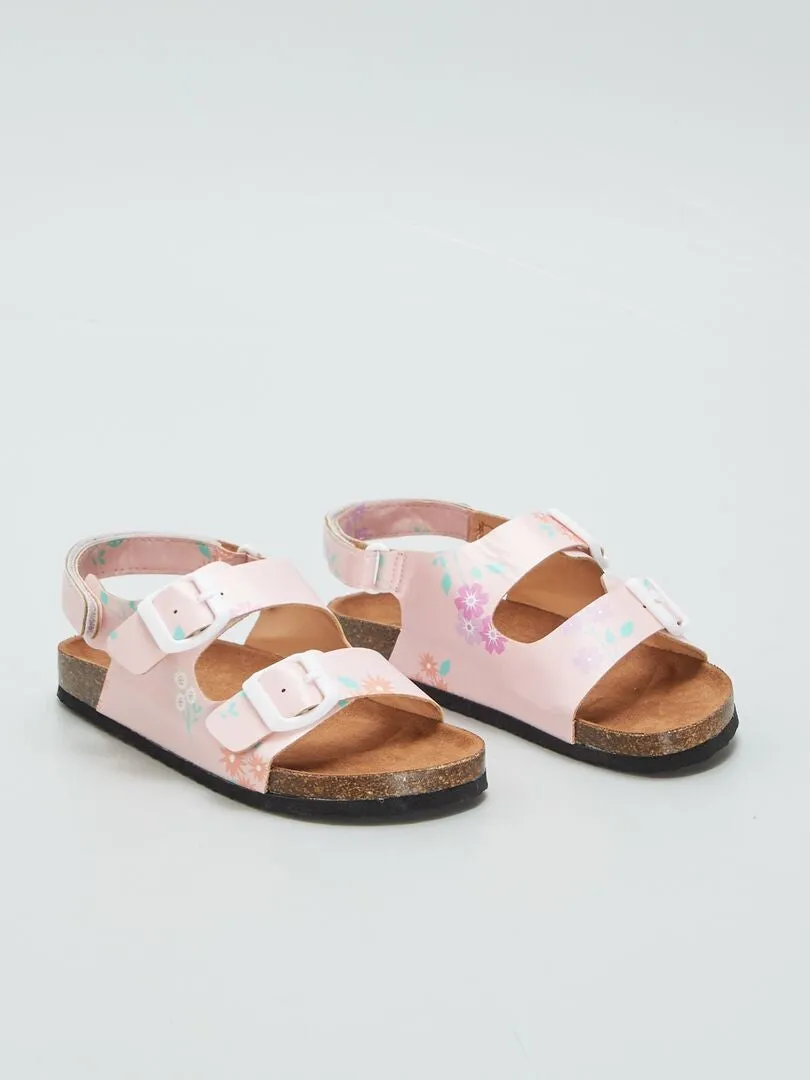 MULES CON VELCROS EN LOS TOBILLOS  ROSA