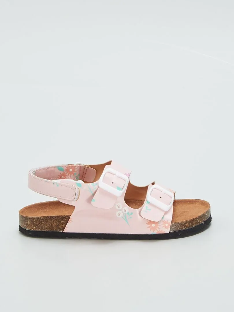 MULES CON VELCROS EN LOS TOBILLOS  ROSA