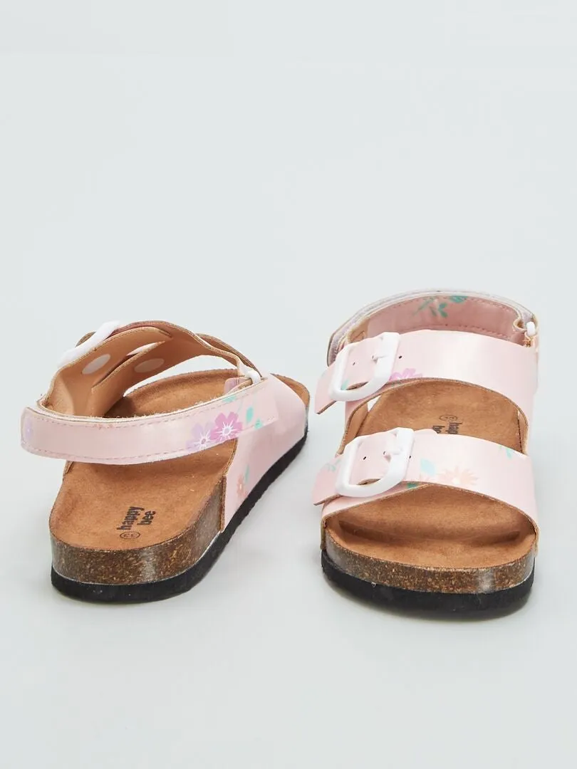 MULES CON VELCROS EN LOS TOBILLOS  ROSA