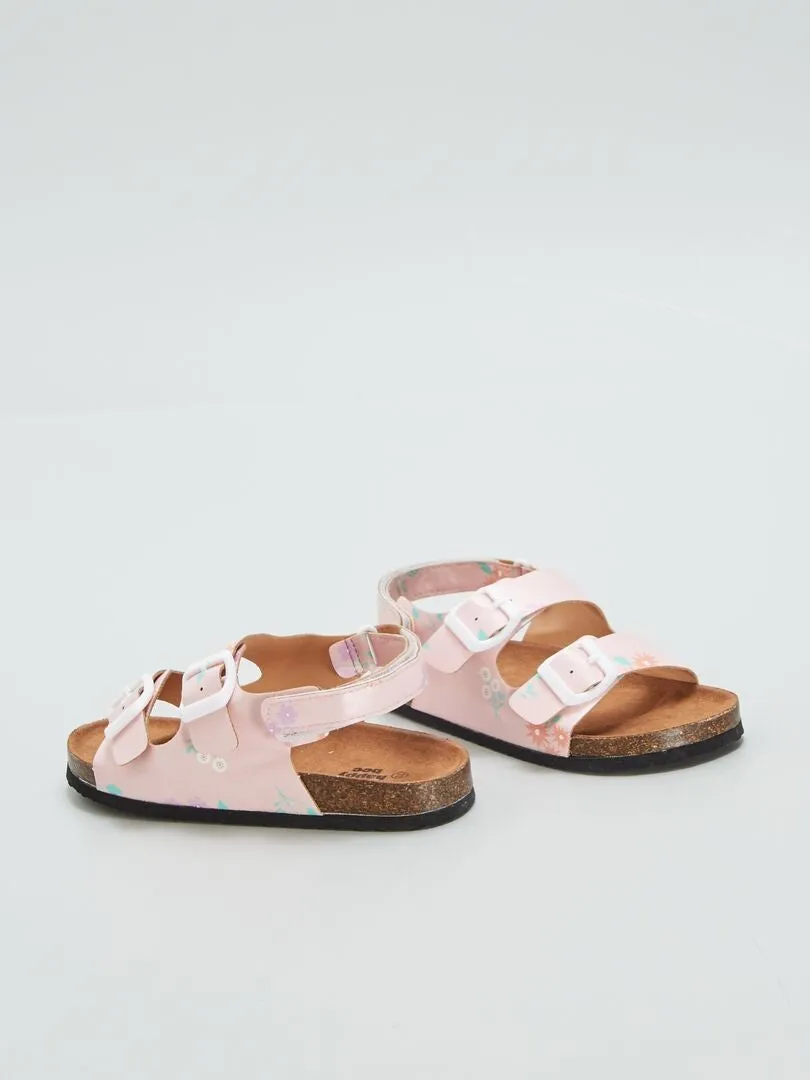 MULES CON VELCROS EN LOS TOBILLOS  ROSA