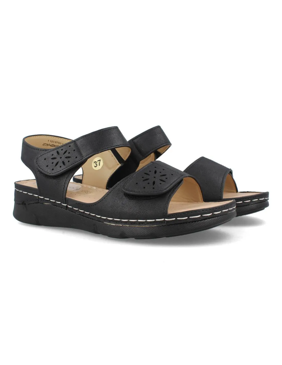 MYSOFT  SANDALIA VELCROS NEGRO
