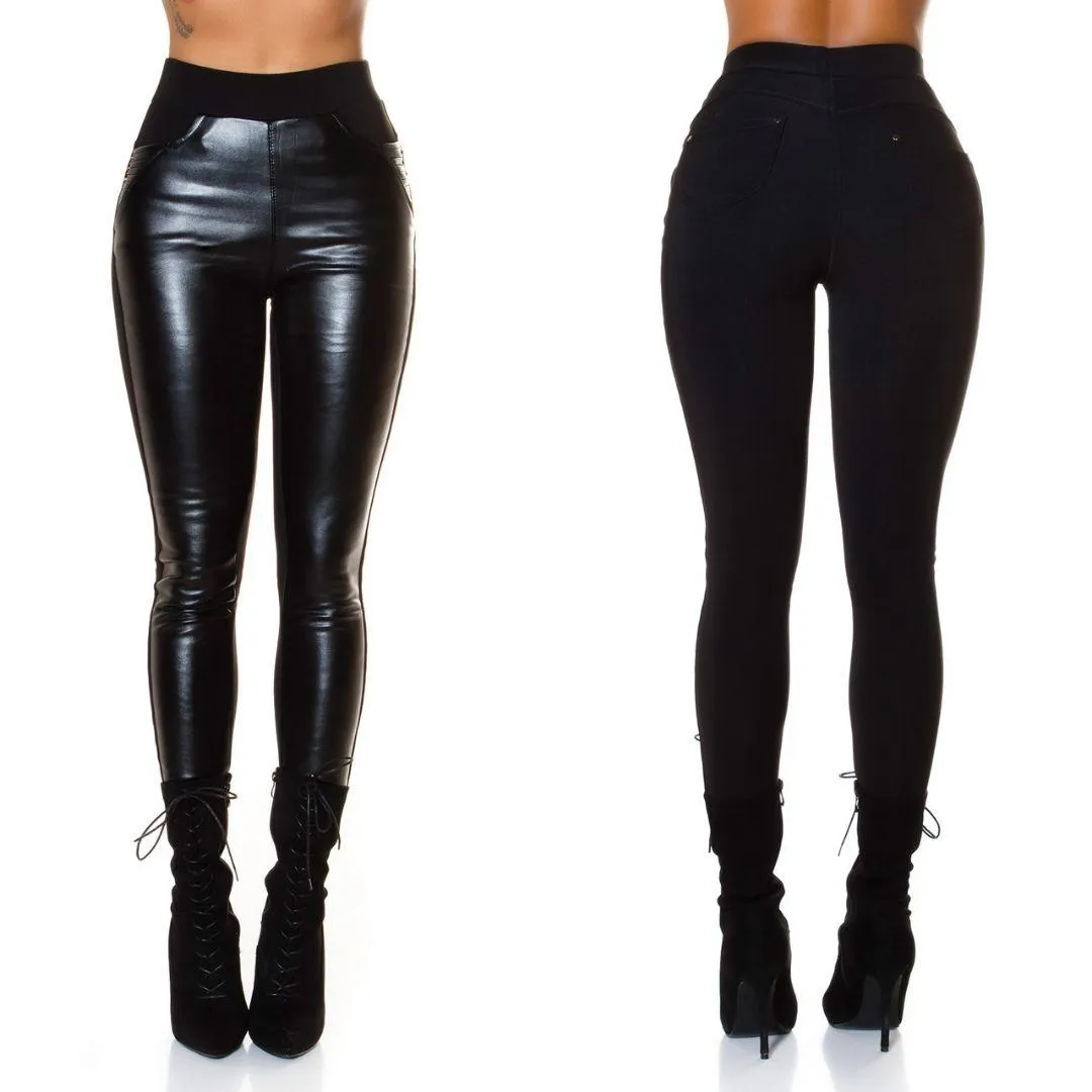 Pantalón ajustado con piel 