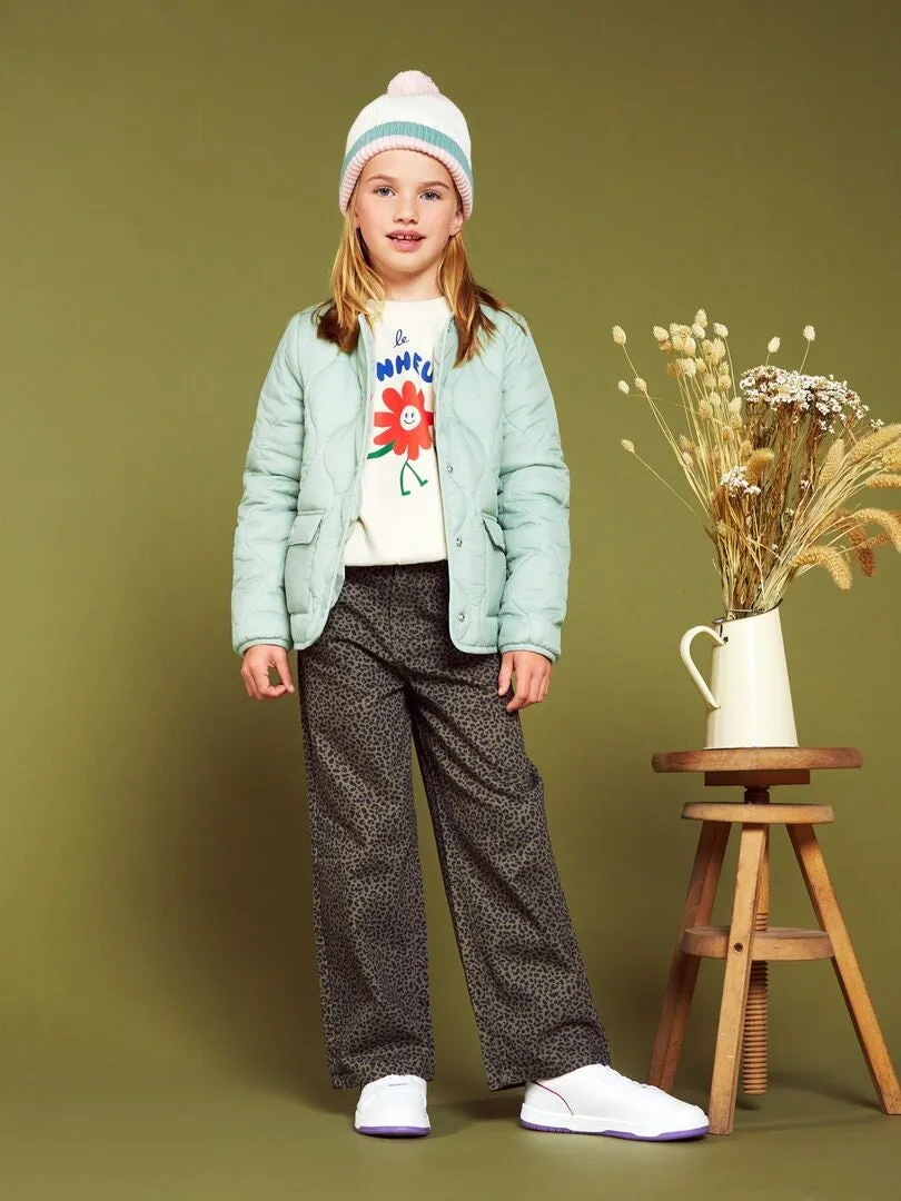 PANTALóN ANCHO DE LEOPARDO  KAKI