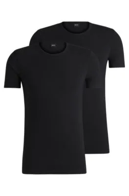 Paquete de dos camisetas interiores de algodón elástico con logo