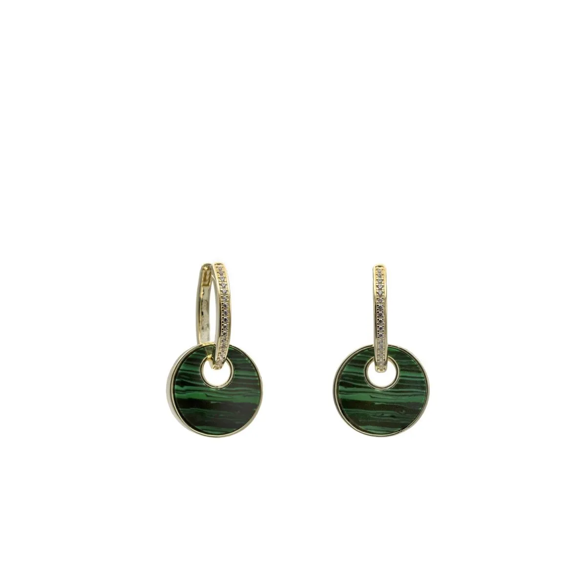Pendientes con colgantes formados por círculos de malachite