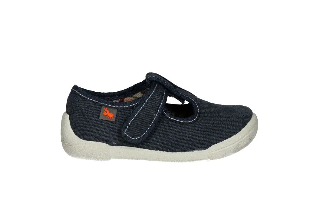 Pepito Velcro Lona Jeans Piso Blanco