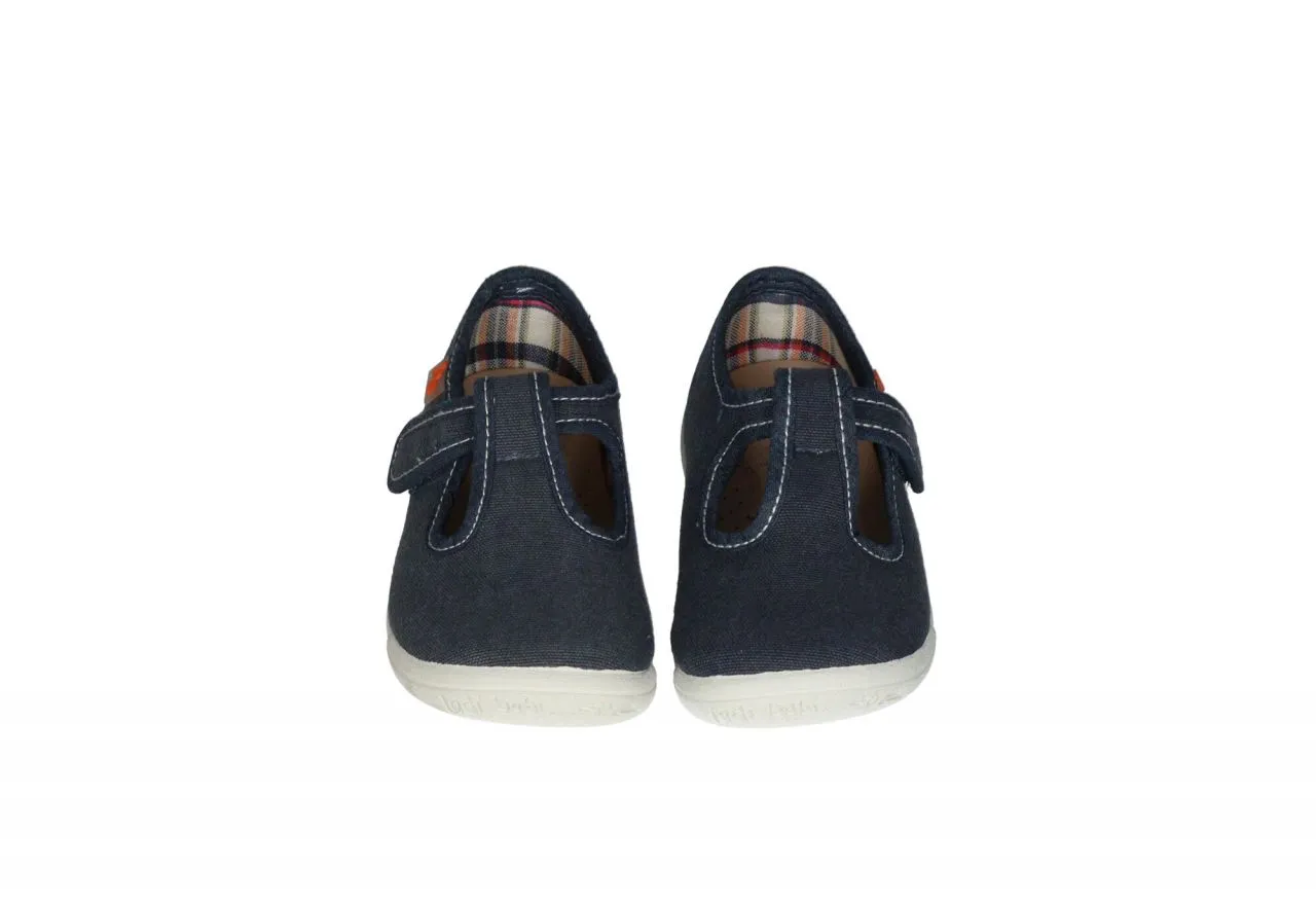Pepito Velcro Lona Jeans Piso Blanco