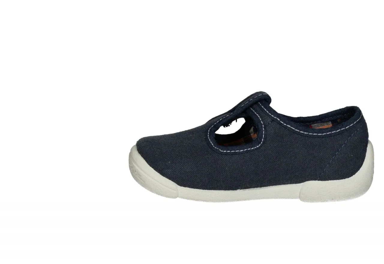 Pepito Velcro Lona Jeans Piso Blanco